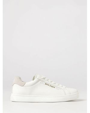 Palm Angels Bicolor Low-Top Leather Sneakers With Printed Logo - Natural