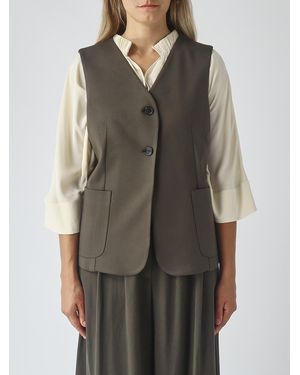 MEIMEIJ Single-Breasted Tailored Vest - Gray