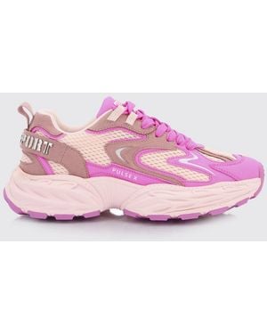 Philipp Plein Pulse X Mesh And Leather Trainers - Pink