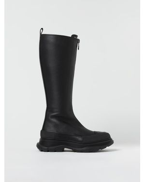 McQueen Stivali in pelleera con suola spessa - Nero