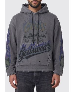 Gcds Cotton Printed Hoodie - Grey