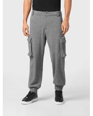 Philipp Plein Jersey Cargo Pants With Side Pockets And Elasticated Cuffs - Gray