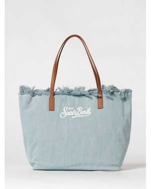 MC2 Saint Barth Cotton Blend Shoulder Bag With Logo - Blue