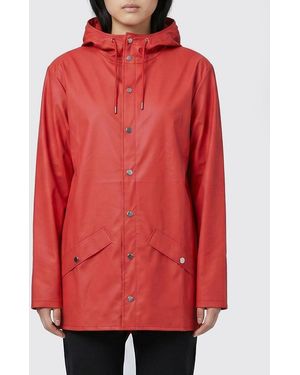 Rains Hooded Waterproof Polyester Raincoat - Red