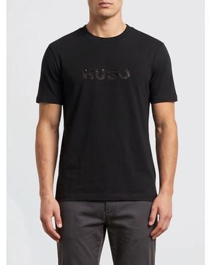 HUGO Cotton T-Shirt With Logo - Black