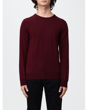 Brooksfield Crewneck Wool Jumper With Long Sleeves And Ribbed Trims - Red