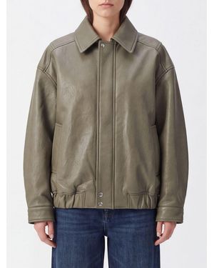 Agolde Kunstlederjacke Mit Klassischem Kragen Und Elastischem Saum - Braun