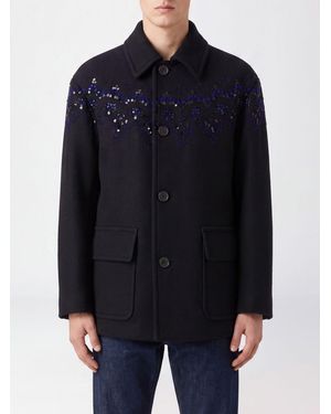 Dries Van Noten Cappotto Corto Monopetto - Blu