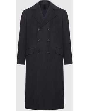 Kiton Double-Breasted Cashmere Coat - Blue
