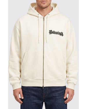 Balenciaga Printed Cotton Hoodie - Natural