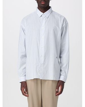 RANRA Striped Cotton Shirt With French Collar And Patch Pocket - White