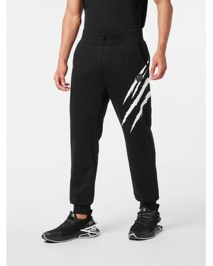 Philipp Plein Scratch Slim Fit Jersey Jogging Trousers With Hexagon Logo - Black