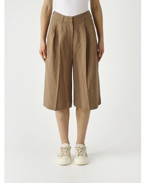 MEIMEIJ Linen Blend Bermuda Shorts - Natural