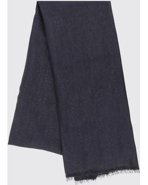 Brunello Cucinelli Cashmere And Silk Blend Scarf With Fringed Edges - Blue