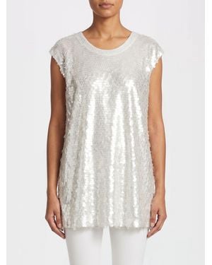 Norma Kamali Sequin Top - White
