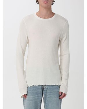 Our Legacy Slim Fit Cotton Blend Crewneck Sweater With Wavy Hem - White