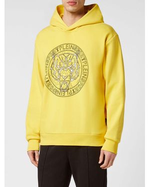 Philipp Plein Sudadera Con Capucha Tiger De Algodón Con Logo En Contraste - Amarillo