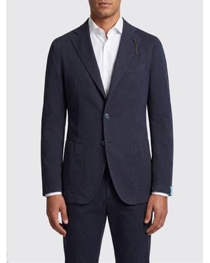 Santaniello Single-Breasted Cotton Blazer - Blue