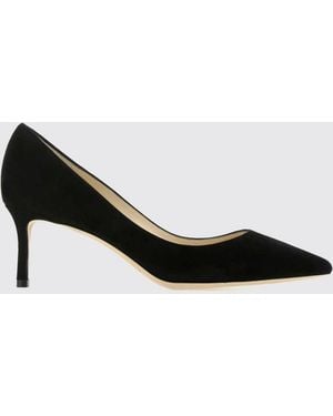 Jimmy Choo Romy Suede Mid-Heel Court Shoes With Almond Toe - Black