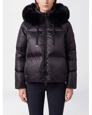 Herno Short Quilted Nylon Puffer Jacket With A Drawstring Hood And Funnel Neck - Black