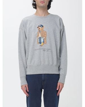 Polo Ralph Lauren Relaxed Fit Teddy Bear Print Cotton-Blend Sweatshirt - Grey