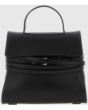 Moschino Tie Me Leather Bag - Black