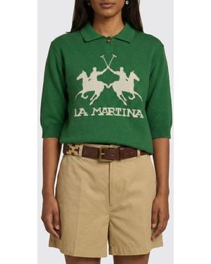 La Martina Polo De Punto De Algodón Con Logo - Verde