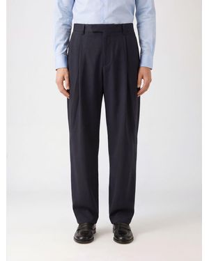 Giorgio Armani Pleated Wide-Leg Wool Trousers - Blue