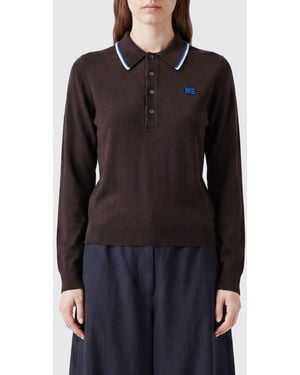 Wales Bonner Polo En Maille De Laine À Manches Longues Avec Finitions Contrastées - Noir