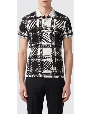 Vivienne Westwood Slim Fit Orb Logo Abstract Print Cotton Polo - Black
