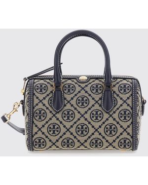 Tory Burch T Monogram Mini Jacquard Canvas Boston Bag With Double Handle - Metallic