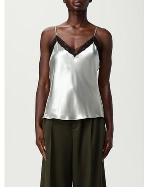 Alberta Ferretti Satin Top With Lace Inserts - White