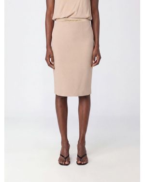 Elisabetta Franchi High-Waisted Crêpe Midi Pencil Skirt With Slit - Natural