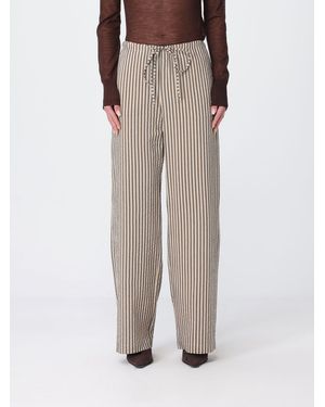 Alysi Striped Cotton And Silk Blend Palazzo Pants - Brown