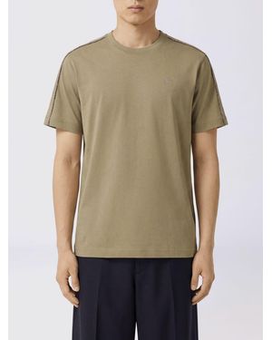 Burberry Crewneck Cotton T-Shirt With Tone-On-Tone Embroidered Ekd Logo - Green