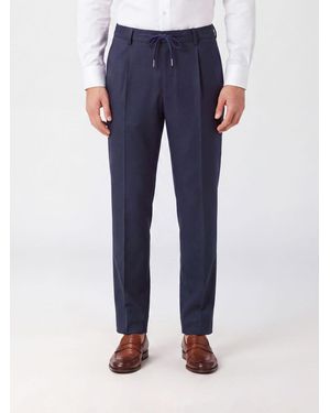 Tagliatore Slim Fit Pleated Pants - Blue