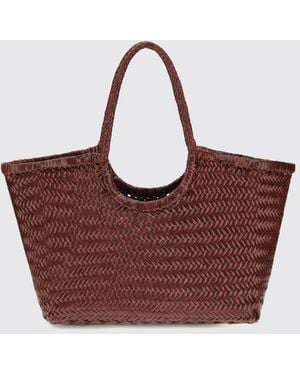 Dragon Diffusion Nantucket Woven Leather Shoulder Bag With Braided Handles - Brown