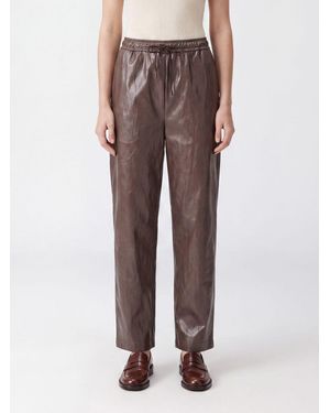 Sportmax High-Waisted Straight-Leg Silk Pants With Drawstring - Brown