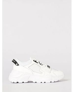Versace Jeans Couture Leather And Mesh Trainers - Natural