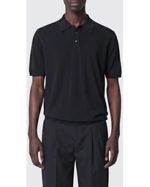 Roberto Collina Short-Sleeved Cotton Polo Shirt With Three-Button Placket - Black