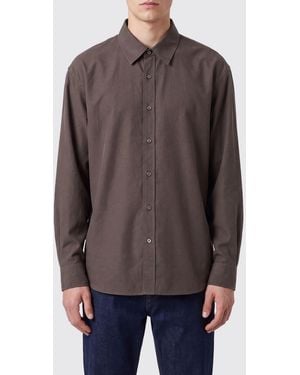 DUNST Long-Sleeved Cotton Shirt With French Collar - Gray