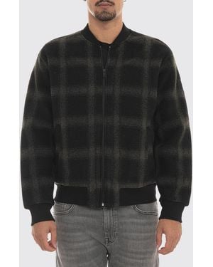 BOSS Tartan Pattern Wool-Blend Bomber Jacket With Zip Closure - Black