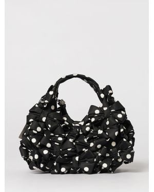 Ganni Polka Dot Nylon Ruffle Bou Bag - Black