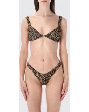MATINEÉ Animal Print Triangle Bikini Top With V-Neck - Natural