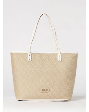 Liu Jo Polyester Bag With Jacquard Monogram - Natural