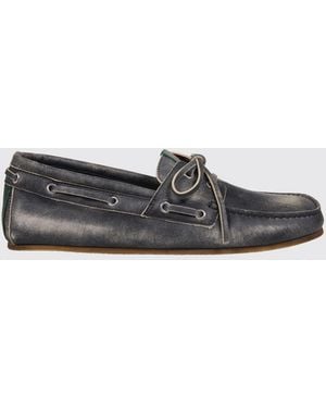 Gucci Used Leather Boat Loafers - Grey
