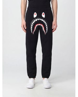 A Bathing Ape Cotton Jogging Trousers With Contrast Logo And Elastic Waist - Black