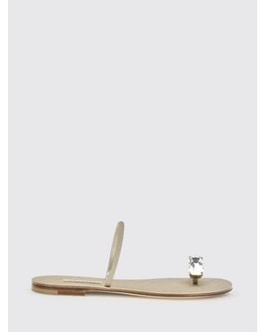 Casadei Soraya Solar Eclipse Lurex Fabric Sandals With Rhinestones - White