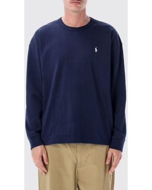 Polo Ralph Lauren Long-Sleeved Cotton T-Shirt With Embroidered Logo - Blue