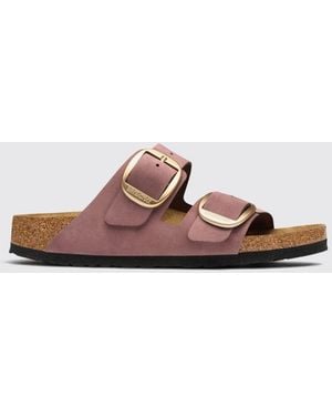 Birkenstock Arizona Big Buckle Nubuck Flat Sandals With Double Buckle - Brown